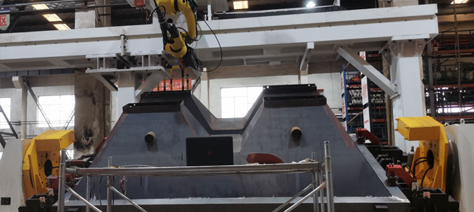 英萊焊縫跟蹤系統(tǒng)，應(yīng)用于配料倉料斗自動(dòng)化焊接！